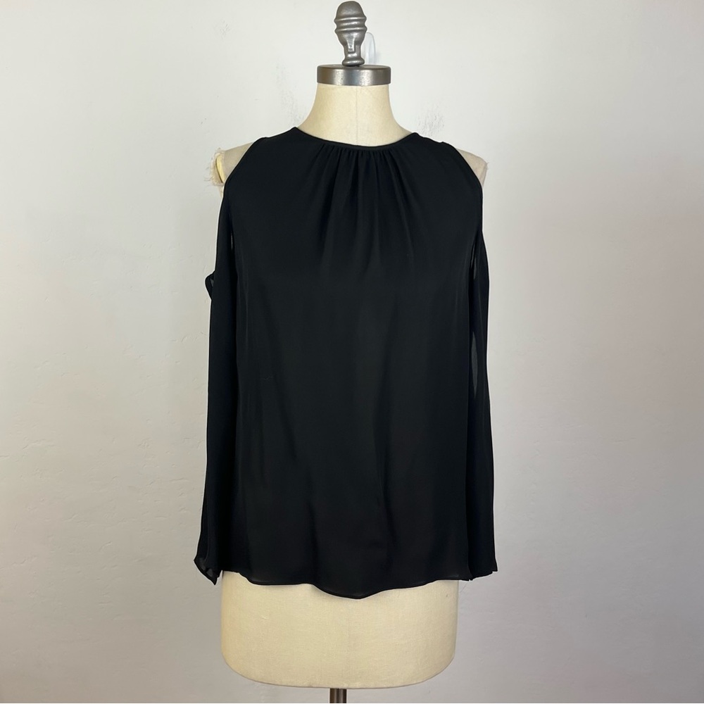 Ramy Brook Black Long Sleeve Cold Shoulder Top